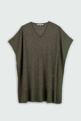 V-NECK PONCHO WITH BLADE YARN