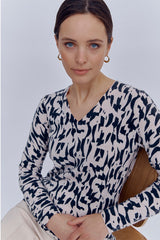 ABICOLOR TWO TONE GEOMETRIC PRINT SWEATER