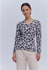 ABICOLOR TWO TONE GEOMETRIC PRINT SWEATER