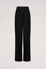 ATTRICE BLACK WIDE LINEN TROUSERS