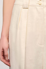 ATTRICE OFF-WHITE WIDE LINEN TROUSERS
