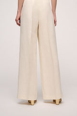 ATTRICE OFF-WHITE WIDE LINEN TROUSERS