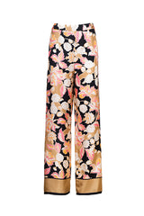 ABAD PINK BLACK FLORAL PRINT SILK TROUSERS