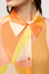 BOZZETTO ORANGE PRINTED RAMIE SHIRT