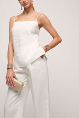 BOARIA SPAGHETTI STRAP LINEN TOP