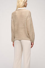 CAGLI V-NECK REVERSE KNIT PULLOVER