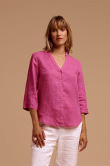 CAMILLA FITTED WASHED LINEN SHIRT