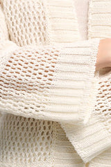 CERALACCA WHITE PERFORATED LINEN CARDIGAN