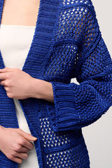 CERALACCA BLUETTE PERFORATED LINEN CARDIGAN