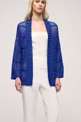 CERALACCA BLUETTE PERFORATED LINEN CARDIGAN