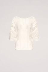 CERNIERA WHITE PERFORATED KNIT PULLOVER