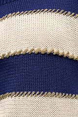 COLLA BLUE LUREX STRIPED PULLOVER