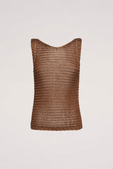 COLLARE BROWN BOATNECK KNIT TOP