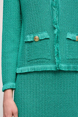 CONFORTO TURQUOISE FRINGE KNIT JACKET