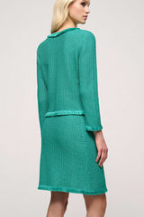 CONFORTO TURQUOISE FRINGE KNIT JACKET