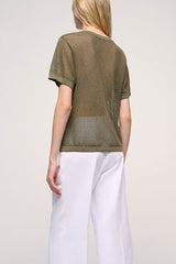 CULTO KAKI LUREX MESH TOP