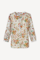 CYRIAQUE COTTON AND SILK FLORAL PRINT BLOUSE