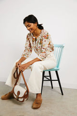CYRIAQUE COTTON AND SILK FLORAL PRINT BLOUSE