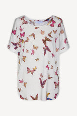 ANNY BUTTERFLY LINEN AND COTTON T-SHIRT