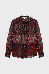 CALICA ORANGE PINK FLORAL RUFFLED MUSLIN SHIRT