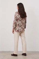 CANCAN BEIGE IKAT PRINT CREPE SHIRT
