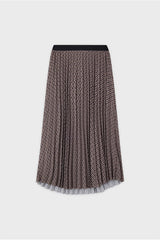 BETH HOUNDSTOOTH EFFECT PLEATED MIDI SKIRT