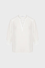 CHANTELLE ELASTICATED RUFFLED SLEEVE SATIN FEEL BLOUSE