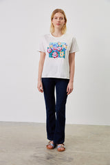 AENOR FLOWER PATTERN COTTON T-SHIRT