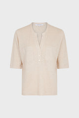 ANDREW TUNISIAN NECK LINEN T-SHIRT