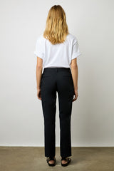 CORA NAVY PLAIN COTTON 7/8 TROUSERS