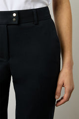 CORA NAVY PLAIN COTTON 7/8 TROUSERS