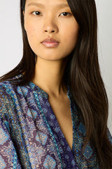 ELIA ETHNIC PRINT STUDDED MIDIDRESS