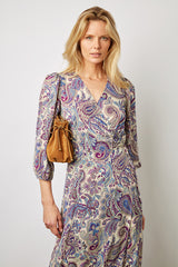 EDNA PAISLEY PRINT WRAP DRESS