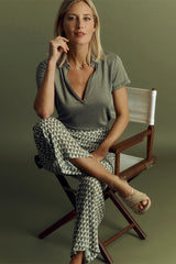 PANDORE GEOMETRIC PRINT FLUID VISCOSE TROUSERS