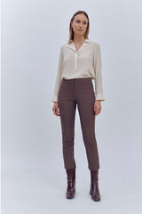 PLUVIER86 BROWN STRETCH COTTON TROUSERS
