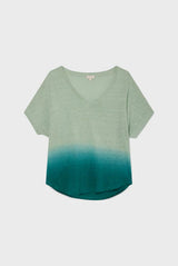 THELMA LINEN TIE-DYE V-NECK T-SHIRT