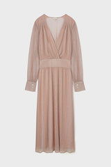 RAELLE NUDE LAMÉ FABRIC EVENING DRESS