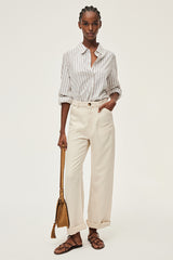 AICHA MINI RHINESTONE STUDS STRIPED POPLIN SHIRT