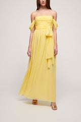 PITTURA DRAPED LONG SILK DRESS