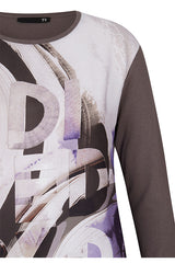 BROWN PURPLE LETTER PRINT T-SHIRT