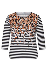 STRIPED ANIMAL PRINT T-SHIRT