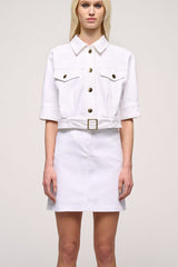 VISTO WHITE CROPPED COTTON JACKET