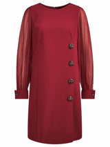 GUNY STRETCH VISCOSE DRESS WITH SILK CHIFFON SLEEVES