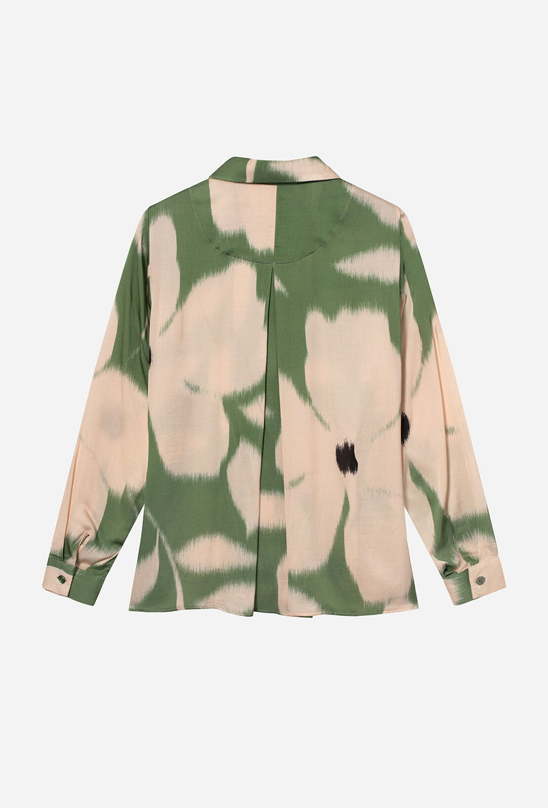 FLORE GREEN GRAPHIC FLORAL PRINT SHIRT