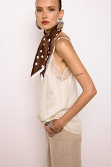 PHILY BEIGE LACE TRIM TANK TOP