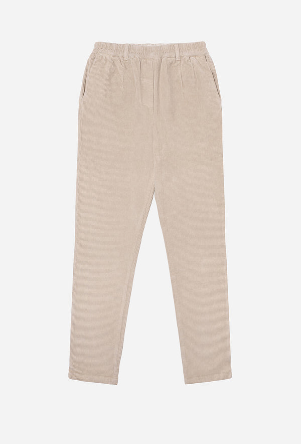 INGRID ECRU ELASTICATED CORDUROY TROUSER