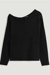 BLACK OFF-THE-SHOULDER SWEATER