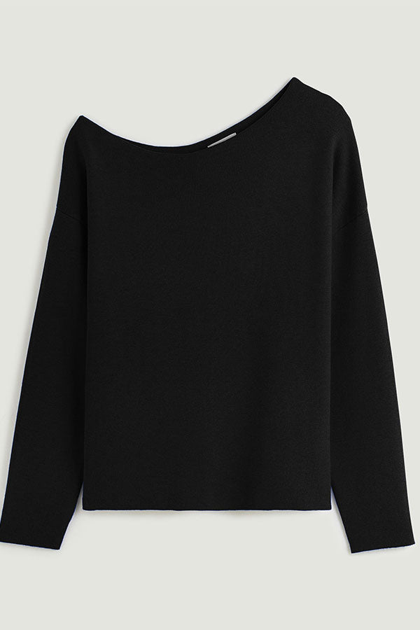 BLACK OFF-THE-SHOULDER SWEATER