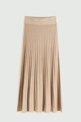 MOCHA LONG PLEATED SKIRT