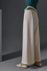 WHITE ELASTICATED WIDE TROUSERS